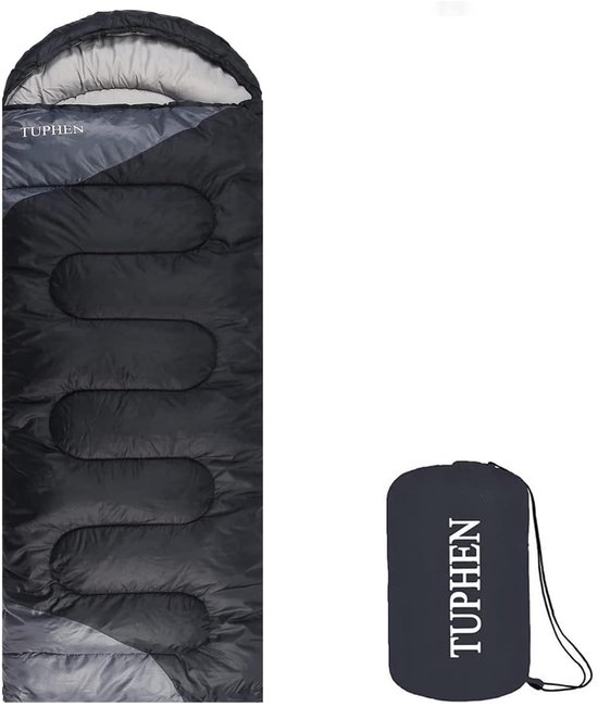 SnelShoppen - Camping Slaapzak 3-4 Seizoenen - Compacte Slaapzak voor Volwassenen en Kinderen - Donkergrijs - 220x85 cm - Ideaal voor Wandelen, Backpa