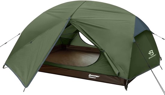 SnelShoppen - Camping Tent voor 2-3 Personen, 4 Seizoenen, Waterdicht, Eenvoudig op te Zetten, Ventilatie met Dubbele Deuren, Rugzak Tent voor Kampere