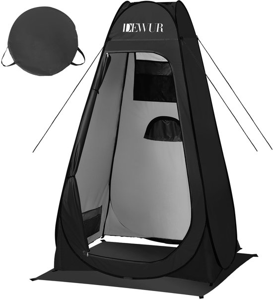 SnelShoppen - Camping Toilettentent UV 50+ Douchetent Pop-up Omkleedtent Privacietoilet Omkleedcabine Mobiele Buiten-WC-tent met Draagtas - Zwart
