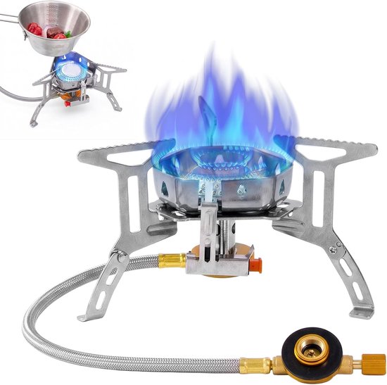 SnelShoppen - Campingkooktoestel 3500 W - Winddicht Gasfornuis met Piëzo-Ontsteking - Opvouwbaar Mini-Gasfornuis voor Outdoor, Trekking, Wandelen, Pic