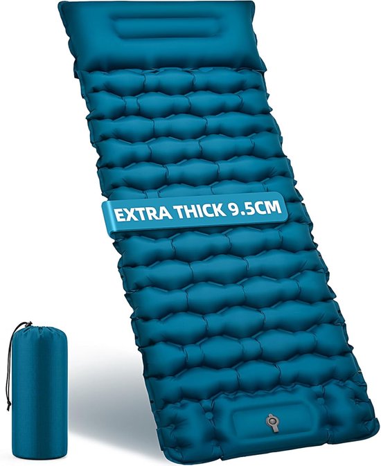 SnelShoppen - Campingluchtmatras 9,5 cm dik, 200 x 69 cm, ultralicht, opblaasbare slaapmat voor camping, strand, wandelen, waterdicht, luchtcelmat