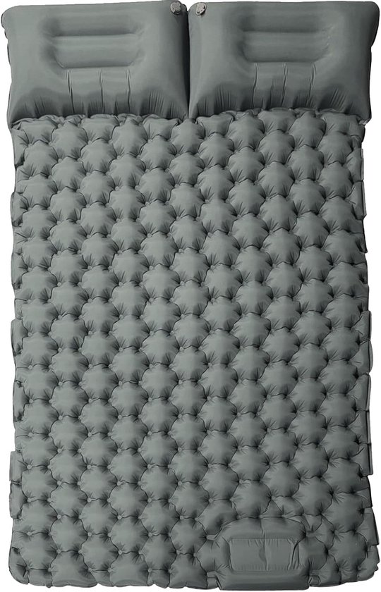 SnelShoppen - Campingmatras 2 Persoons, Ultralichte Dubbele Luchtmatras met Voetpomp en Kussen, Draagbare Luchtmatras voor Kamperen, Strand, Reizen
