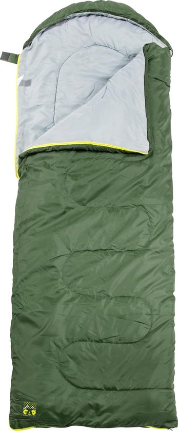 SnelShoppen - Cao 6007 K Unisex Volwassen Slaapzak Khaki | Polyester, Pongee Voering, Katoen Vulling, 180 cm + 30 cm Kap, Comfort +10°C, Camping, Fees