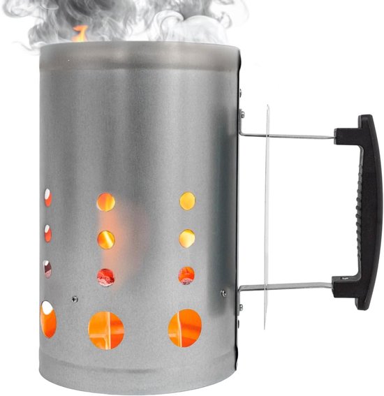 SnelShoppen - Charcoal Lighter voor Barbecue - Gemaakt van Gegalvaniseerd Staal - Met Warmte-isolerende Handgreep - Afmetingen 27 x 17.5 x 30 cm - Voo