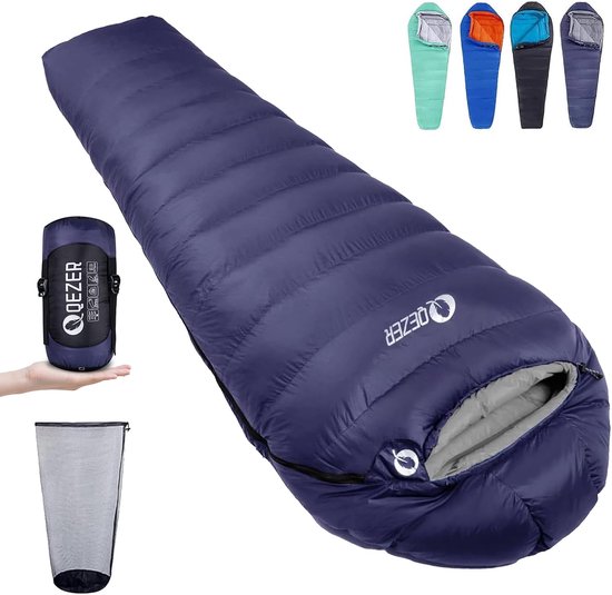 SnelShoppen - Donzen Warme Winter Slaapzak Buiten -8°C tot -23°C Vier Seizoenen Mummie Slaapzak voor Volwassenen en Tieners - Kamperen, Backpacken, Re