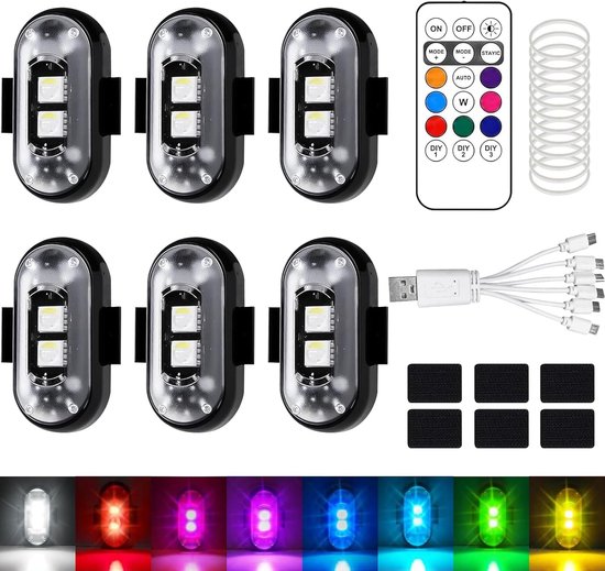 SnelShoppen - Draadloze LED Auto Interieur Verlichting - RGB Kleurverandering - Oplaadbaar en Waterdicht - Ideaal voor Feest, Camping, en Kids - 456g