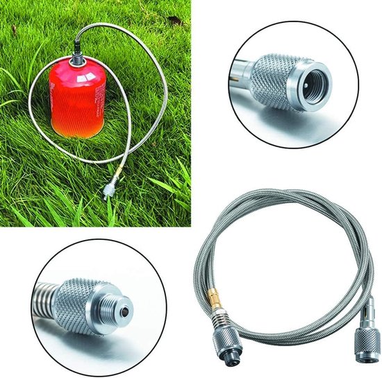 SnelShoppen - Draagbare Campingkooktoestel met Propaan Slang en Adapter - Geschikt voor Gasfles - Compact en Lichtgewicht - 107 x 1.8 x 1.8 cm - Ideaa