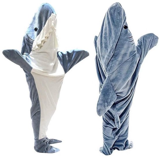 SnelShoppen - Draagbare slaapzak XL voor kinderen, haai-slaapzak, comfortabel en warm, ideaal voor feesten, camping, tuin en logeerpartijen, trendy on