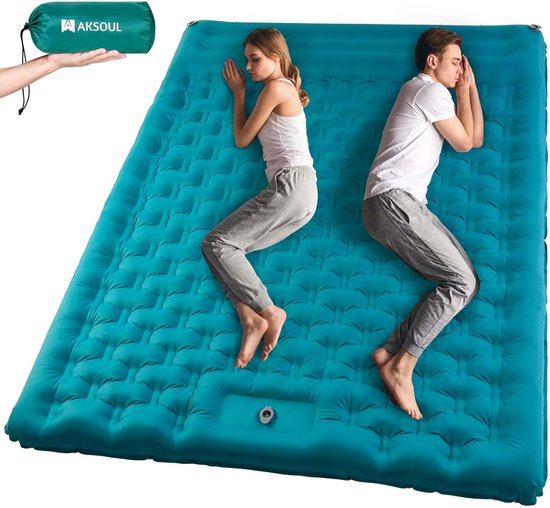 SnelShoppen - Dubbele zelfopblazende slaapmat voor kamperen, ultrabrede en dikke matras voor 2 personen, lichtgewicht draagbaar bedslaapkussen met ing