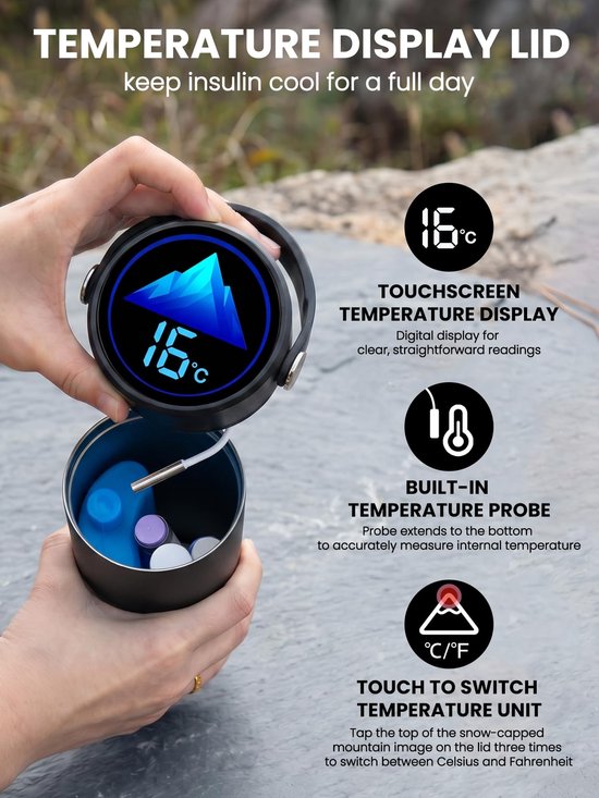 SnelShoppen - Elektrische Insuline-Koelbox met USB - Medische Koelkast voor Reizen - Isoleertas met Temperatuurweergave - Perfect voor Camping en Op R