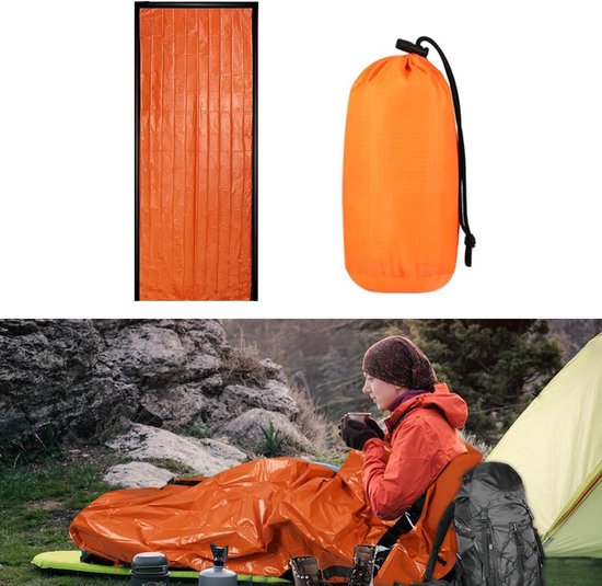 SnelShoppen - Emergency Sleeping Bag, Overlevingsdeken, Rescue Blanket voor Camping, Hiken, Outdoor Avonturen, Beschermt tegen Weer, Multifunctioneel,