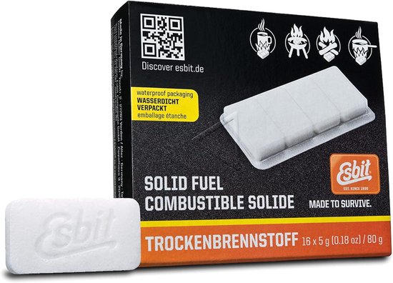 SnelShoppen - Esbit Droogbrandstof Vuurstarter - Koken en Verwarmen - Ideaal voor Korte Reizen, Kamperen, Wandelen, Outdoor Keuken - Veilig, Eenvoudig