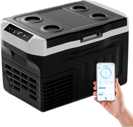 SnelShoppen - EUHOMY Compressor-koelbox 21L -20°C tot 20°C - Draagbare 12V auto-koelkast met app-besturing voor camping, reizen, vrachtwagen, huis