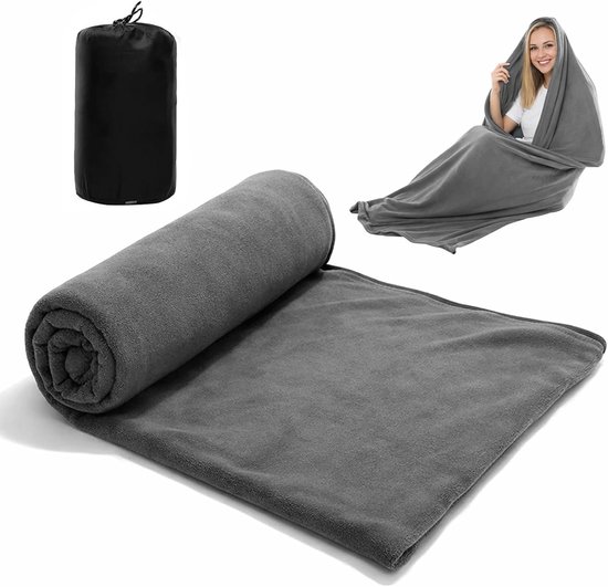 SnelShoppen - Fleece Slaapzak 180 x 80 cm Lichtgewicht Warm Draagbare Slaapzak met Opbergtas Wasbaar voor Kamperen Reizen Thuis