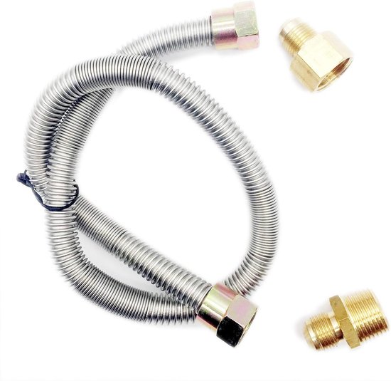 SnelShoppen - Flexibele Gasleiding voor Buitenhaard en Open Haard - RVS 24" - 1/2" NPT Mannetje x 1/2" NPT Vrouwtje - Whistle Free - Duurzaam en Betro
