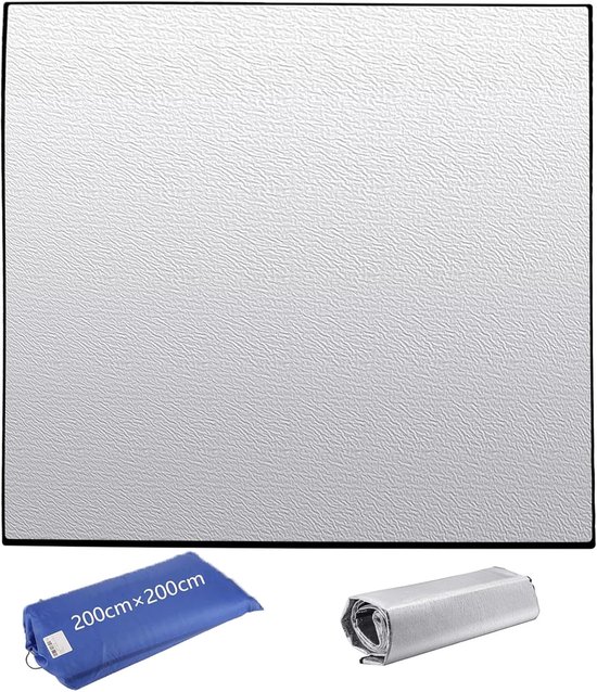 SnelShoppen - FWEEK 200 x 200 cm Aluminium Isolatiemat, Opvouwbare Tentmat, Thermomat, Slaapmat, Vloermat voor Camping, Yoga, Buiten, Grijs