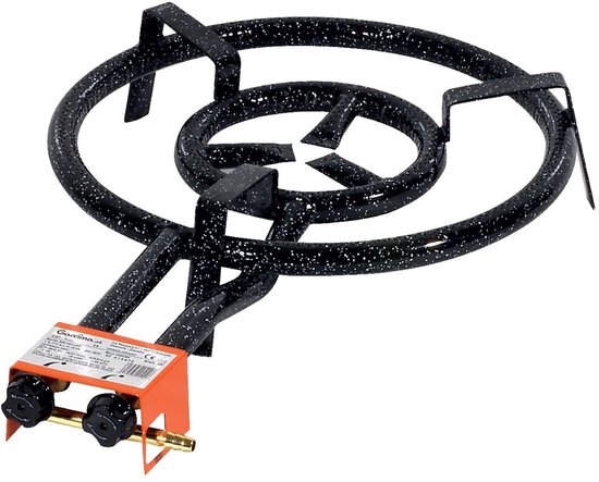 SnelShoppen - Garcima Paella Gasbrander Dual Ring Butaan/Propaan, Zwart, 45 cm - Voor Feest, Camping, Tuin en Keuken