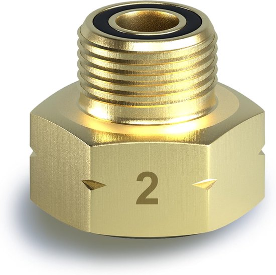 SnelShoppen - Gas Adapter No. 2 voor Europese Gasflessen - W20 x 1/14 inch LH - Corrosiebestendig Messing - Voor Camping, Feest en Buitengebruik