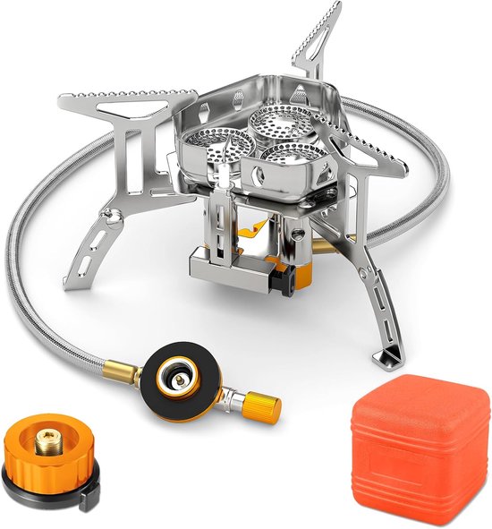 SnelShoppen - Gas Campingkooktoestel 5800 W - Draagbaar Gasfornuis met Piëzo-Ontsteking - Winddicht en Opvouwbaar - Ideaal voor Camping en Outdoor