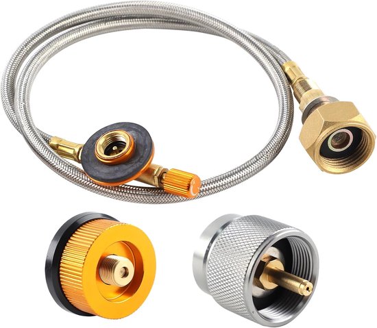SnelShoppen - Gas Cartridge Adapter voor Camping Stove, LPG en Propaan Gas Adapter, Inflatable Valve, Flexibele Slang - Corrosiebestendig, Veilig en G van Snelshoppen