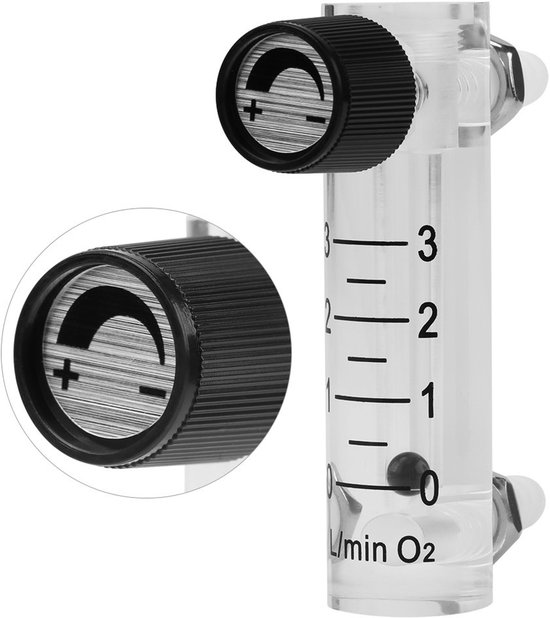 SnelShoppen - Gas Flow Meter, Doorstroommeter, 0-3 LPM, Acryl Doorstroommeter voor Gas, Transparant, 8mm Beugels, Voor Metalen Gas, Voor Industrieel G