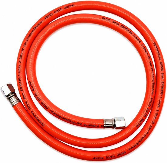 SnelShoppen - Gas Slang 1,5 m 150 cm 2 x 1/4" Linksdraaiend Winterbestendig -30° Propaan Butaan Rubber Gasbuis, Gas Slang voor Gasgrill Kampeerkooktoe