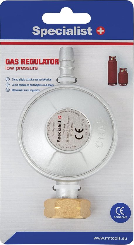SnelShoppen - Gasdrukregelaar voor gasfornuizen, 37 mbar | Propaan en butaan drukregelaar voor gaskoken, camping, verwarming, en solderen | Geschikt v