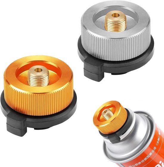 SnelShoppen - Gasfles Adapter 2 Pack, Snelle Koppeling, Camping Kookplaat Adapter met Schroef Gasfles Adapter, Automatische Afsluitfunctie, Duurzaam A