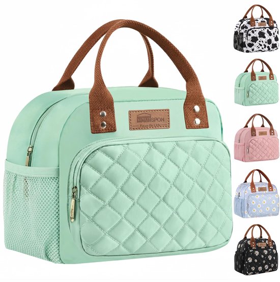 SnelShoppen - Geïsoleerde Lunchtas voor Vrouwen en Mannen, Koeltas Lunchbox Draagtas in Groen, Perfect voor Werk, School, Picknick en Meer