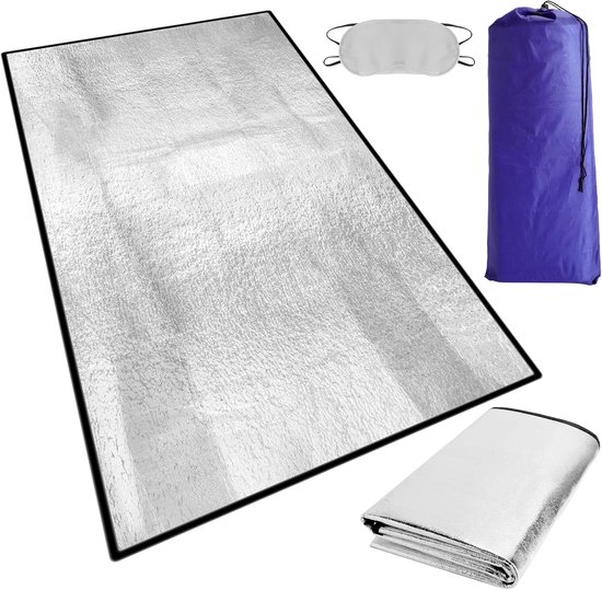 SnelShoppen - Geïsoleerde Vloermat voor Camping, Licht en Opvouwbaar, Schuim en Aluminiumfolie, Thermische Mat 200 x 100 cm, Reflecterend, Voor Kamper