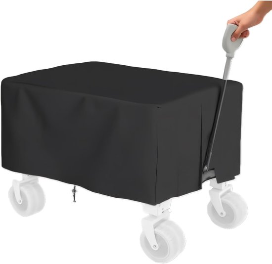 SnelShoppen - Handkar Cover, Opvouwbare Tuinwagen Bescherming, 420D Oxford Stof, Waterproof, Anti-UV, Stofdicht, Zwart, Voor Handkar en Tuin