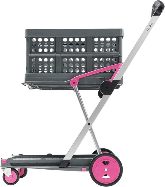 SnelShoppen - Handwagen, Transportwagen, Platformwagen en Vouwbox - Roze Trolley voor Tuin, Camping en Feesten - Stevig en Ruim