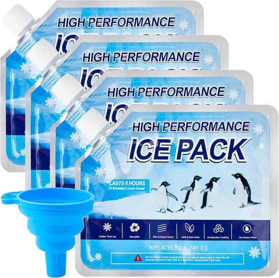 SnelShoppen - Herbruikbare IJs Packs voor Koelbox, 4 Stuks Lunchbox Vriezer Packs, Koeling IJs Packs voor Camping, Vissen, Medium
