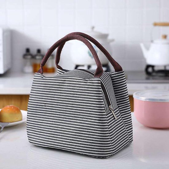 SnelShoppen - Herbruikbare Lunch Tas Klein, Lekvrije Koeltas voor Volwassenen en Kinderen, Perfect voor Werk, School, Picknick, 5.5L, Zwart, Duurzaam