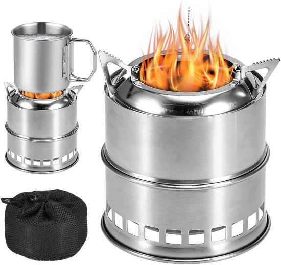 SnelShoppen - Hobo Campingkooktoestel - Draagbaar, Winddicht, Roestvrij Staal, Inklapbare Outdooroven voor Camping, Barbecue, Picknick - Multifunction