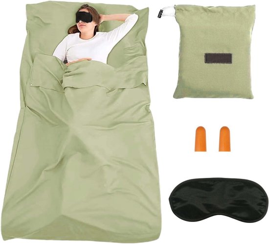 SnelShoppen - Huttenslaapzak Ultralichte Reisslaapzak 210x75 cm met Oogmasker en Oordopjes - Dun Comfort voor Zomer Rugzakreizen Hotels en Hutten