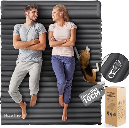 SnelShoppen - Inflatable Camping Mat voor 2 Personen met Kussen - 10cm Dikke Luchtmatras Zelfopblazend 140x200cm - Perfect voor Buiten, Hiking, Strand van Snelshoppen
