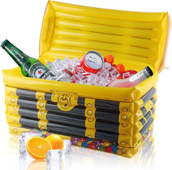 SnelShoppen - Inflatable Palm en Treasure Chest - Grote Opblaasbare Koelbox voor Dranken - Zwembad Bar en Decoratie voor Tuin, Strand en Feestjes van Snelshoppen