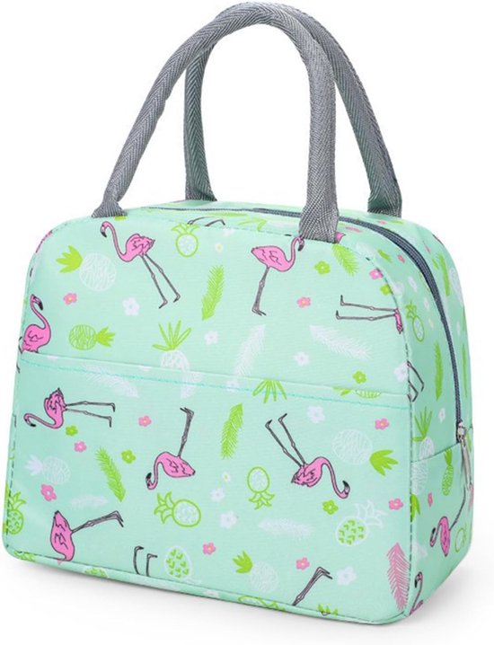 SnelShoppen - Insulated Lunch Bag Flamingo - Schattige Koeltas voor Vrouwen en Kinderen - 23x14x20cm - Perfect voor School, Werk, Picknick, Strand en