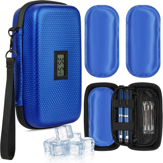 SnelShoppen - Insulated Travel Bag, Insulin Cooler Bag met Fahrenheit Display, Thermische Medicijn Organizer met 2 Koelpacks voor Veilig Transport en