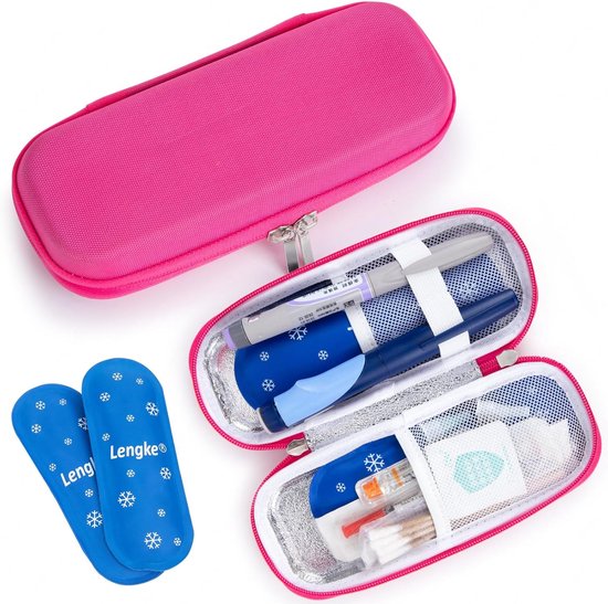 SnelShoppen - Insuline Koelkast, Insuline Koelbox, Draagbare Insuline met 2 Koelpacks voor Insulinepen en Diabetes Benodigdheden Roze, Ideaal voor Rei van Snelshoppen