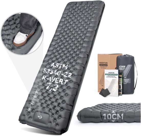 SnelShoppen - Isomatte Camping R-Value 7.3 met Voetpomp, 10 cm Ultra-Dikke Geïsoleerde Slaapmat 210 x 64 cm, Warm Luchtbed voor 4 Seizoenen, Ideaal vo