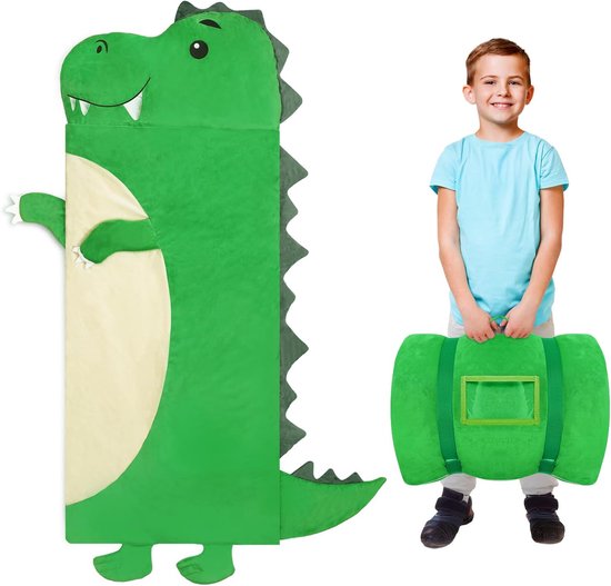 SnelShoppen - Kinderslaapzak Dubbele Rits Warm Vouwbaar met Kussen - Fluffy Slaapzak voor Jongens en Meisjes - Perfect voor Buiten en Binnen Camping -