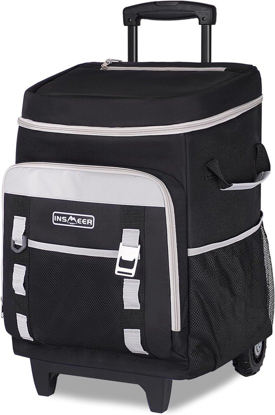 SnelShoppen - Koeltas met Wielen 50L - Grote Waterdichte Isolatietas voor 80 Blikjes - Opvouwbare Thermische Tas voor Strand, Camping, Picknick en Win