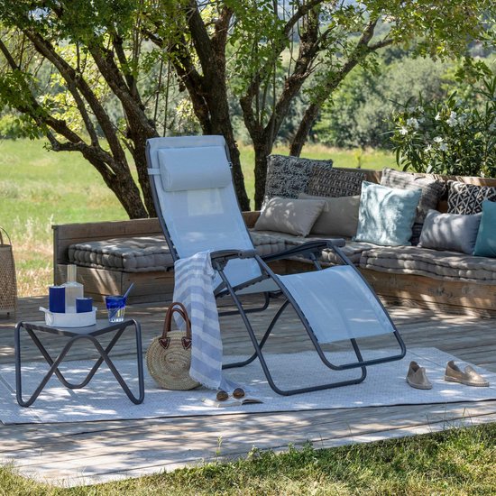 SnelShoppen - Lafuma Relaxstoel RSXA Clip, Batyline Ciel, Lichtgewicht Tuinstoel, Stalen Frame, Comfortabel Voor Camping, Tuin, Balkon, Vakantie, Blau