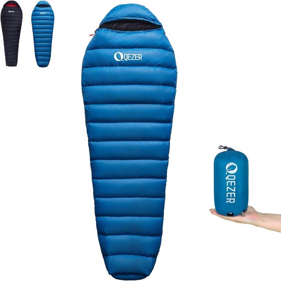 SnelShoppen - Lichtgewicht Dons Slaapzak 820 g - Compacte 4 Seizoenen Slaapzak met 660 FP Dons voor Camping, Trekking en Hiken - Winddicht en Comforta