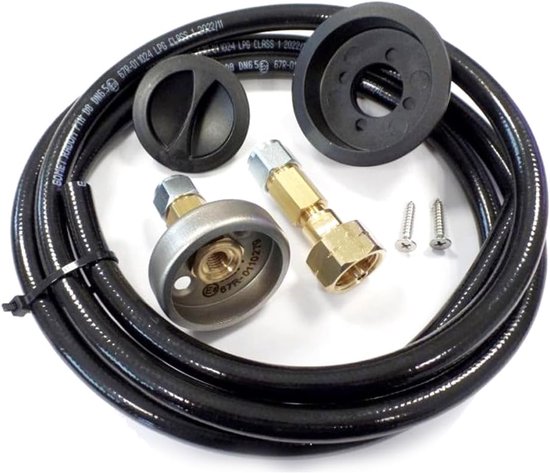 SnelShoppen - LPG Gasfles Herfill Kit 21.8mm met Check Valve voor BBQ, Kampvuur, Tuin, Camping, Koken, 2 Meter Slang - Veilig & Betrouwbaar
