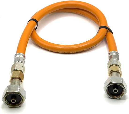 SnelShoppen - LPG Hoge Druk Gas Slang 80 cm Oranje – 21.8 mm LH x 21.8 mm LH, Voor Caravans, Campers, Botens, Cateringwagens en Commerciële LPG System