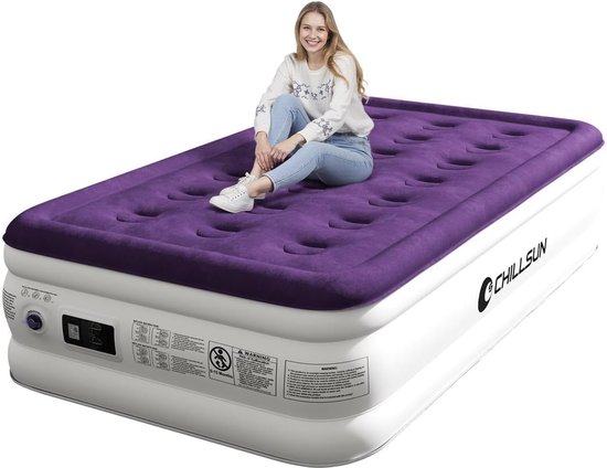 SnelShoppen - Luchtmatras 1 Persoon met Geïntegreerde Pomp, Zelfopblazend Campingmatras 190 x 100 x 40 cm voor Thuis, Logeerkamer en Reizen, Comfortab