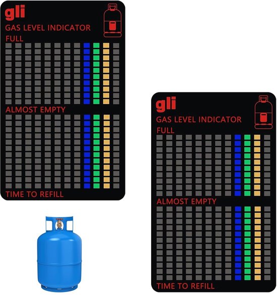 SnelShoppen - Magnetische gasfles niveaumeter, gasfles niveau indicator voor propaan en butaan gas, 100 mm, herbruikbaar voor barbecue, camper en keuk